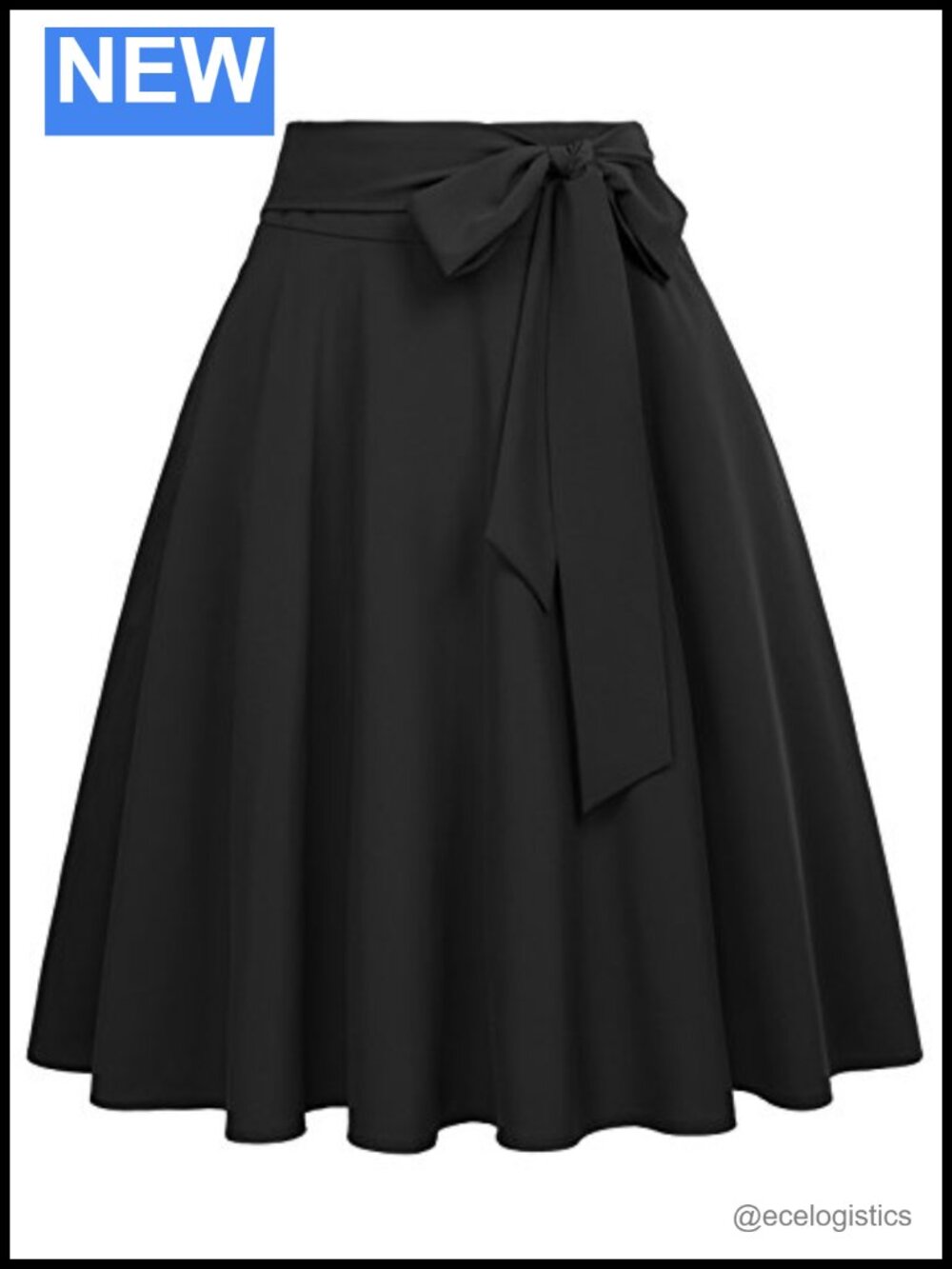 High Waisted A-Line Midi Skirt with Pockets Flared Polyester Blend